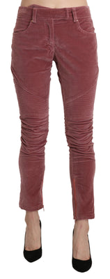 Red Mid Waist Skinny Cotton Pants