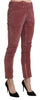 Red Mid Waist Skinny Cotton Pants