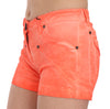 Orange Mid Waist Cotton Denim Mini Shorts