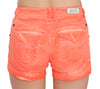 Orange Mid Waist Cotton Denim Mini Shorts