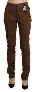 Brown High Waist Skinny Trouser Cotton Pants