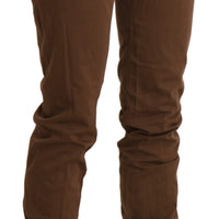Brown High Waist Skinny Trouser Cotton Pants