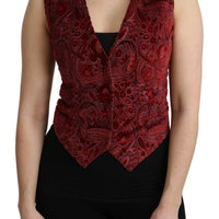 Bordeaux Brocade Waistcoat Vest Cotton Top