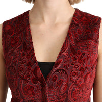 Bordeaux Brocade Waistcoat Vest Cotton Top