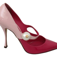 Pink Leather High Heels Mary Jane Shoes