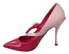 Pink Leather High Heels Mary Jane Shoes