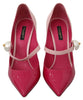 Pink Leather High Heels Mary Jane Shoes