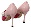 Pink Leather High Heels Mary Jane Shoes
