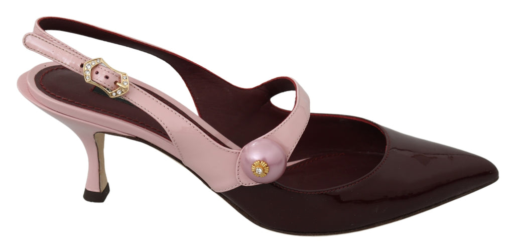 Pink Bordeaux Heels Slingback Leather Shoes