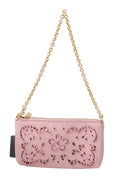 Pink Cutout Shoulder Mini Cross Body Leather Purse