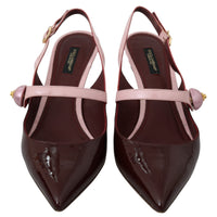 Pink Bordeaux Heels Slingback Leather Shoes