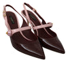 Pink Bordeaux Heels Slingback Leather Shoes