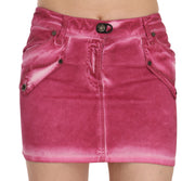 Pink Cotton Stretch Casual Mini Skirt