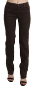 Brown Mid Waist Skinny Slim Trouser Cotton Jeans