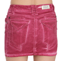 Pink Cotton Stretch Casual Mini Skirt