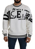 White Logo Intarsia Knitted Pullover Sweater