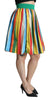 Multicolor Pleated Striped A-line High Waist Skirt