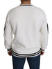 White Logo Intarsia Knitted Pullover Sweater