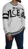 White Logo Intarsia Knitted Pullover Sweater
