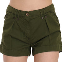 Green Mid Waist 100% Cotton Mini Shorts