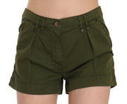 Green Mid Waist 100% Cotton Mini Shorts