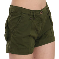 Green Mid Waist 100% Cotton Mini Shorts