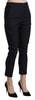 Black High Waist Capri Cropped Cotton Pants