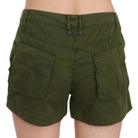 Green Mid Waist 100% Cotton Mini Shorts