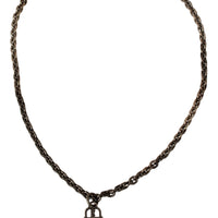 Silver Gray Steel Chain Branded Charm  Necklace