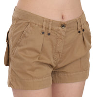 Brown Mid Waist 100% Cotton Mini Shorts