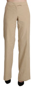 Beige High Waist Flared Wide Leg Trouser Pants