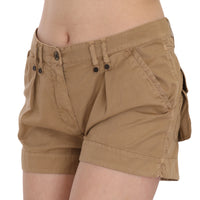 Brown Mid Waist 100% Cotton Mini Shorts