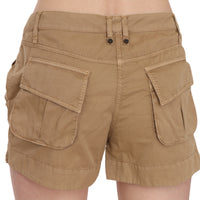Brown Mid Waist 100% Cotton Mini Shorts