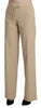 Beige High Waist Flared Wide Leg Trouser Pants