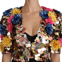 Crystal Sequined Floral Jacket Coat