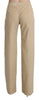 Beige High Waist Flared Wide Leg Trouser Pants