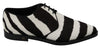 White Brown Zebra Pony Hair Dress Broque Shoes