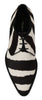 White Brown Zebra Pony Hair Dress Broque Shoes