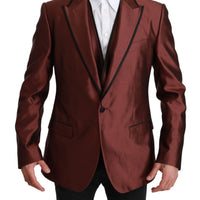 Bordeaux Silk Jacket Vest 2 Piece Blazer