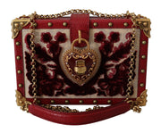 Red My Heart Velvet Leather Clutch Women Borse Bag