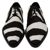 White Brown Zebra Pony Hair Dress Broque Shoes