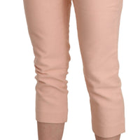 Pink Low Waist Skinny Cropped Capri Pants