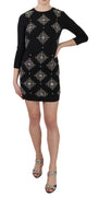 Black Crystal Stretch Mini Shift Dress