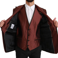 Bordeaux Silk Jacket Vest 2 Piece Blazer