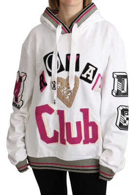 White Royal Club Hooded Crystal Sweater