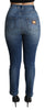 Blue Crystal Embellished Slim Fit Pants Jeans