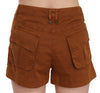 Brown Mid Waist Cotton Denim Mini Shorts