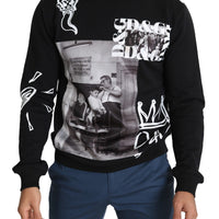 Black Sicily Photo Print Pullover Sweater