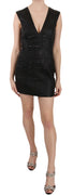 Black Leather Studded Mini Shift Dress