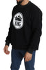 Black Crown King Print Pullover Crew Neck  Sweater